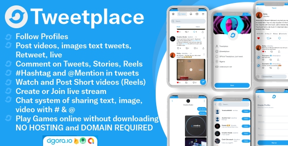 Tweetplace – Twitter clone social community app Put collectively, Chat, Tweet, Stay, Reels + Firebase + Admob