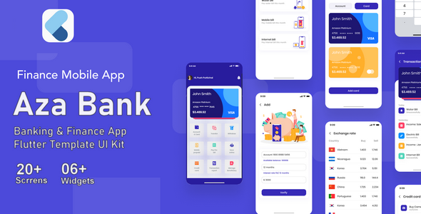 Aza Monetary institution | Banking & Finance App Flutter Template UI Bundle