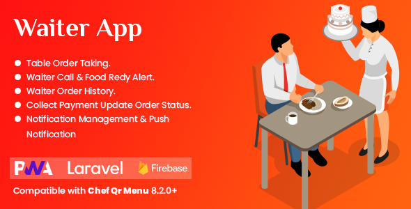 Waiter App Module for  CHEF – SaaS – Contactless Multi-restaurant QR Menu Maker