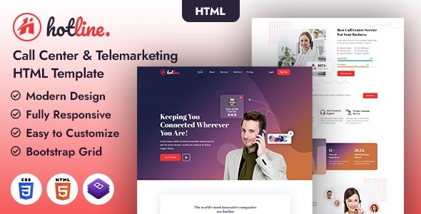 Hotline | Name Center and Telemarketing HTML Template