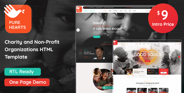 Pure Hearts – Charity & Nonprofit HTML Template