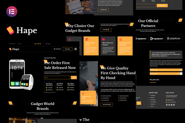 Hape – Gadget Showcase Elementor Template Package