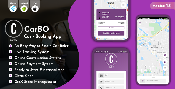 CarBo – On-line Car Reserving Flutter App UI Kit