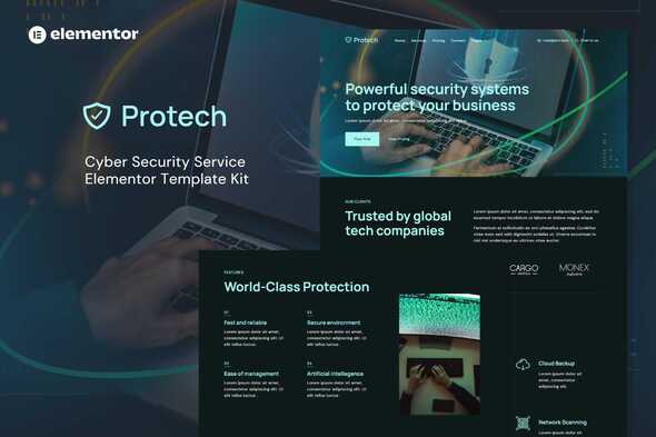 Protech – Cyber Security Carrier Elementor Template Equipment