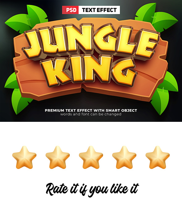 Jungle King 3D PSD Editable Texet Raise out