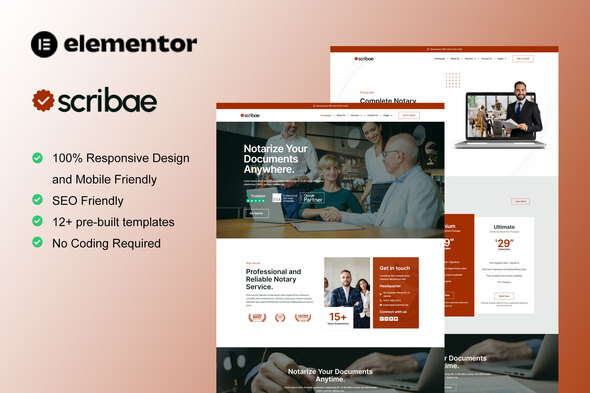 Scribae – Notary & Loyal Provider Elementor Template Equipment