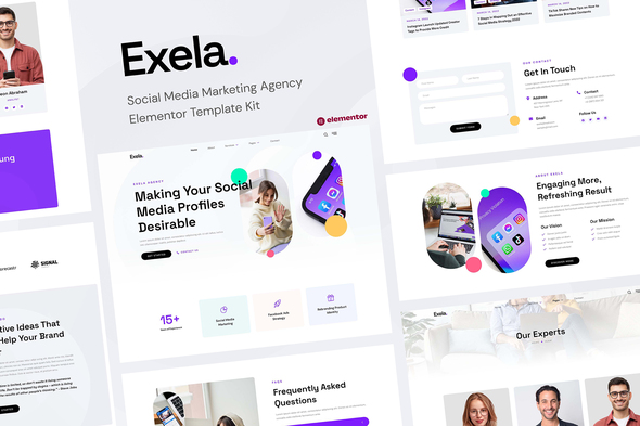 Exela – Social Media Marketing and marketing Agency Elementor Template Kit