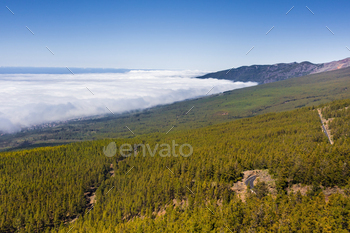 Top search for above the clouds from the Teide Nationwide Park on the island of Tenerife, Canary Islands