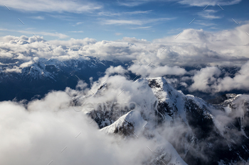 Aerial Glimpse of Canadian Mountain Panorama. Nature Background