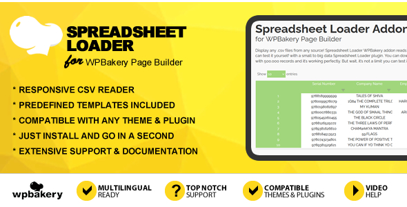 Spreadsheet Loader Addon for WPBakery Web whine Builder