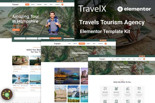 TravelX – Travels Tourism Company Elementor Template Kit