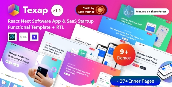 Texap – React Next Software App & SaaS Startup Functional Template