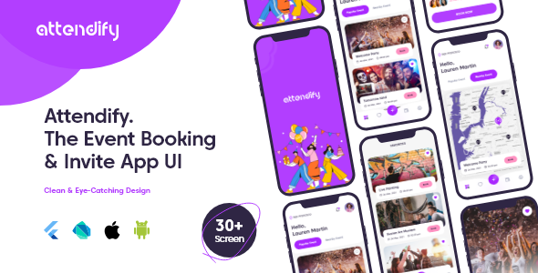 Attendify Occasion Flutter App UI – Android & iOS