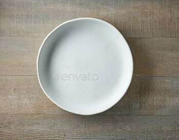 empty plate on wood desk