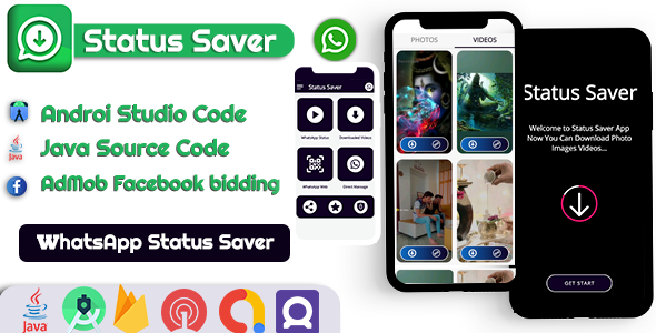 Whatsapp Position Movies,Images Saver  App Admob Facebook bidding, Onesignal Push Notification