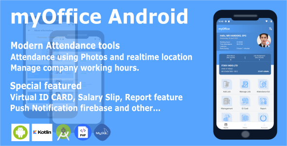 myOffice – Employee Application for Attendance, work assignments and further (Android) with php mysql