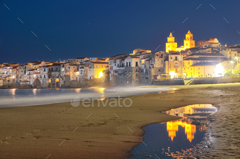 Unbelievable night cityscape of Cefalu city.