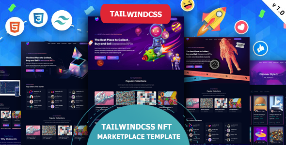 Netfomix – Tailwindcss NFT Market Template