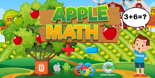 Apple Math – Tutorial Sport for Youngsters – HTML5/Mobile – (C3p)