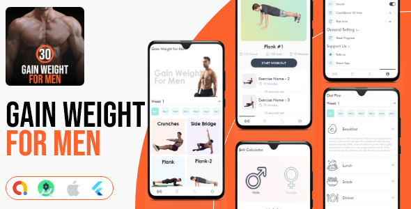 Weight Kind for Males -Flutter – Android & iOS App -Workout App – Fitness App