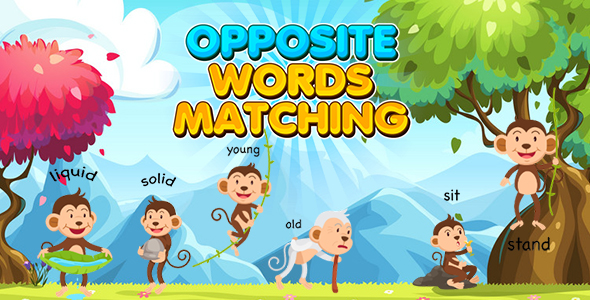 Opposite Words Matching Kids Learning Game (Construct 3 | C3P | HTML5) Educational Game