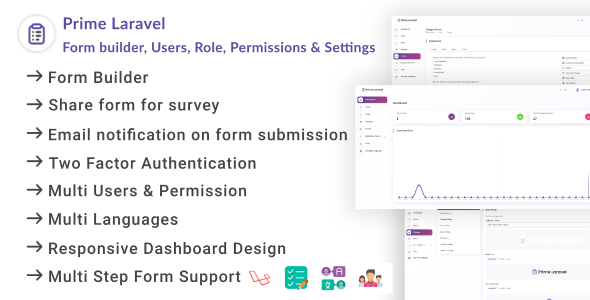 Prime Laravel Form Builder – Form builder, Users, Role, Permissions & Settings