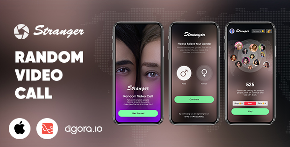 Stranger – Random Video Call with people  – Gender Match – In-app purchase – Agora | iOS | Laravel