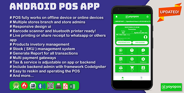 YoyoPOS – Point Of Sales for Android APP with Barcode Scanner and API