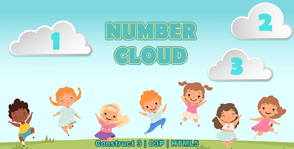 Number Clouds Game (Construct 3 | C3P | HTML5) Kids Educational Game