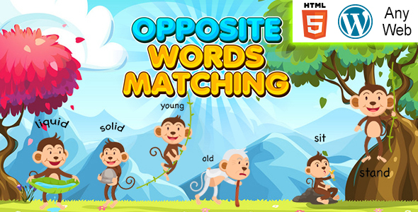 Opposite Words Matching Kids Learning Game (HTML5) Educational Game