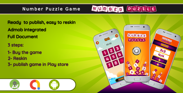 Amount Puzzle recreation – Android Studio Whole Mission + admob