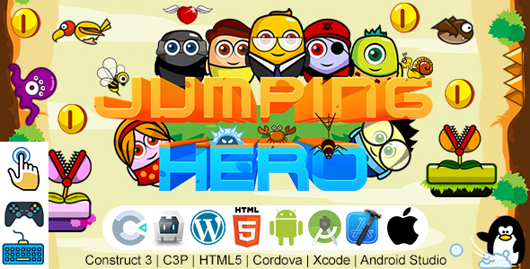 Jumping Hero Game (Construct 3 | C3P | HTML5 | Cordova | XCode | Android Studio) Jumping Game