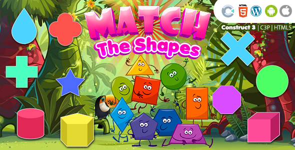 Match the Shapes (Construct 3 | C3P | HTML5) Kids Educational Game