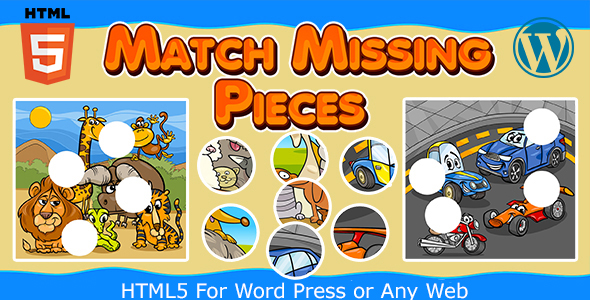 Match Missing Pieces Game (HTML5) Kids Learning Game