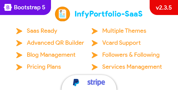 InfyPortfolio-Saas – Laravel Saas Personal Portfolio Builder / Resume / CV Website Theme