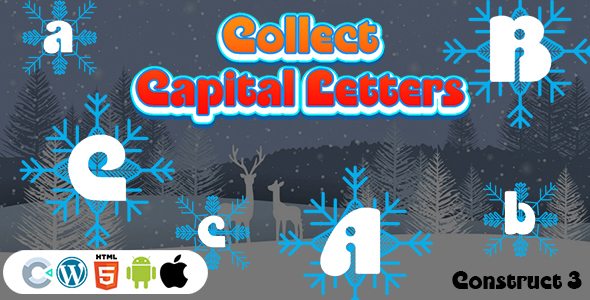 Collect Capital Letters Game (Construct 3 | C3P | HTML5) Christmas Game