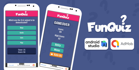 Fun Quiz Game Android Studio Project with AdMob Ads + Ready to Publish