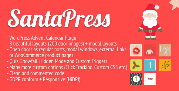 SantaPress – WordPress Introduction Calendar Plugin & Quiz