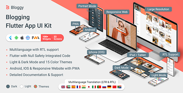 Bloggy – Blogging Flutter App (Android, IOS, PWA Responsive Website)