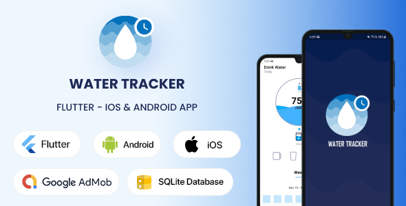 Water Tracker & Daily Reminder – Flutter Mobile Application | Multiple Languages | Android & iOS