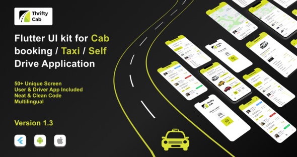 Thrifty Cab! Flutter UI Kit for Cab booking, Taxi and Self Drive Car Renting Application