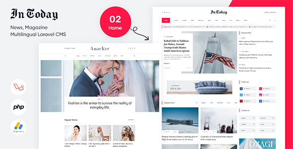 Intoday – News, Journal Multilingual Laravel CMS