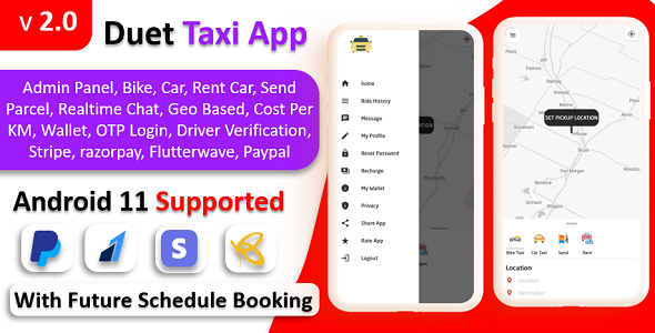 Duet Taxi App – Taxi App With Admin Panel | Multi Payment Gateway | Recharge Wallet | Notification