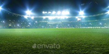 Football stadium, brilliant lights, behold from self-discipline