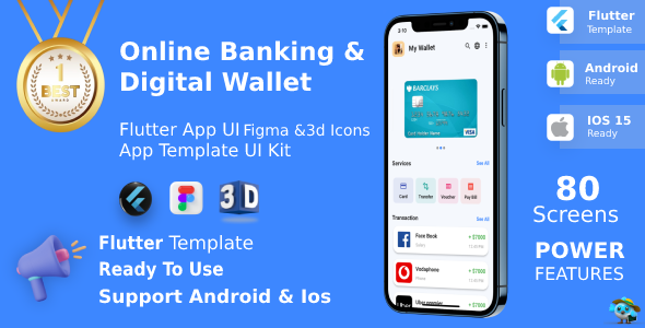 Online Banking & Digital Pockets Android App Template + iOS App Template | Flutter | Werolla