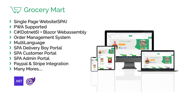 GroceryMart – (Grocery, Pharmacy, eCommerce, Retailer) Net position / (Dotnet 6 BlazorWebassembly + SPA+PWA