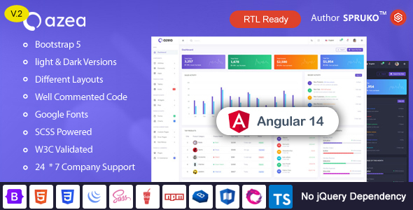 Azea – Angular Admin & Dashboard Template