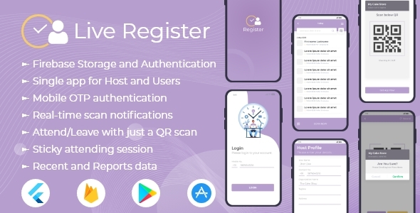 Dwell Register – Visitor Entry Register and QR Attendance flutter cell application with firebase