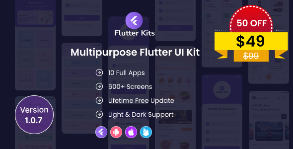 Flutter Kits – Multipurpose Flutter Developer Fat Apps UI Kit