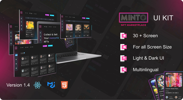 Minto – ReactJs NFT Marketplace UI kit